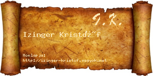 Izinger Kristóf névjegykártya